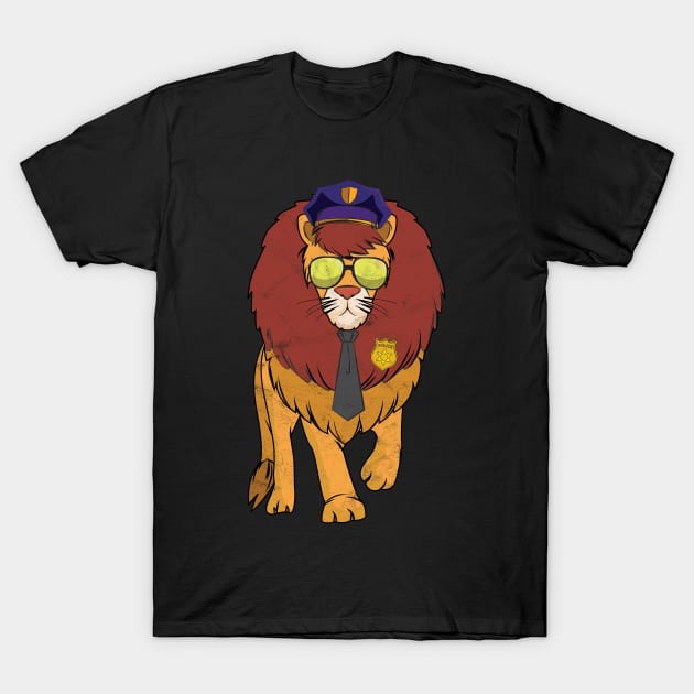 police police officer lion comic cartoon gift T-Shirt by avshirtnation